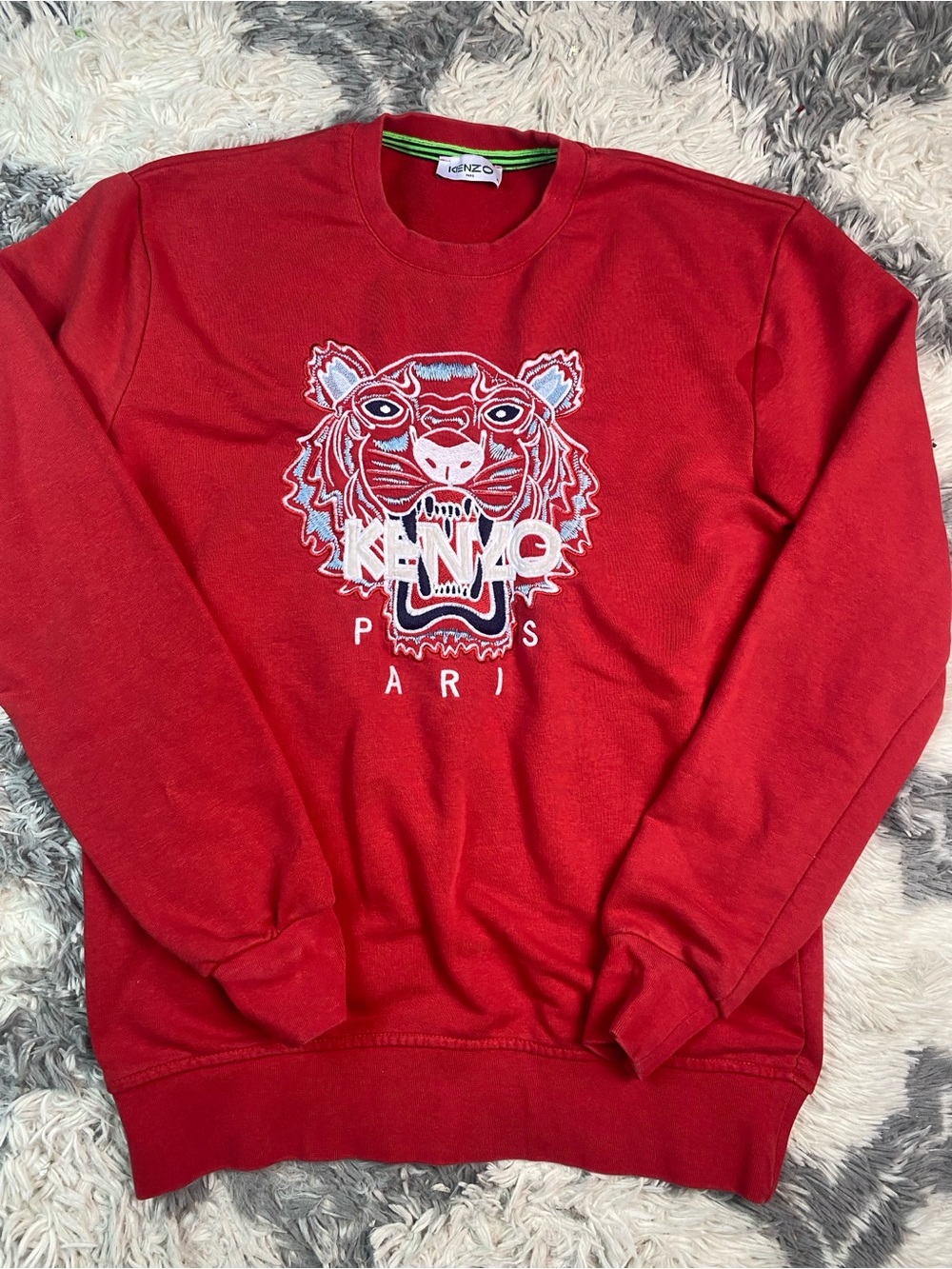 Vintage Kenzo Sweatshirt Red Women’s Size XL Multiple Stains